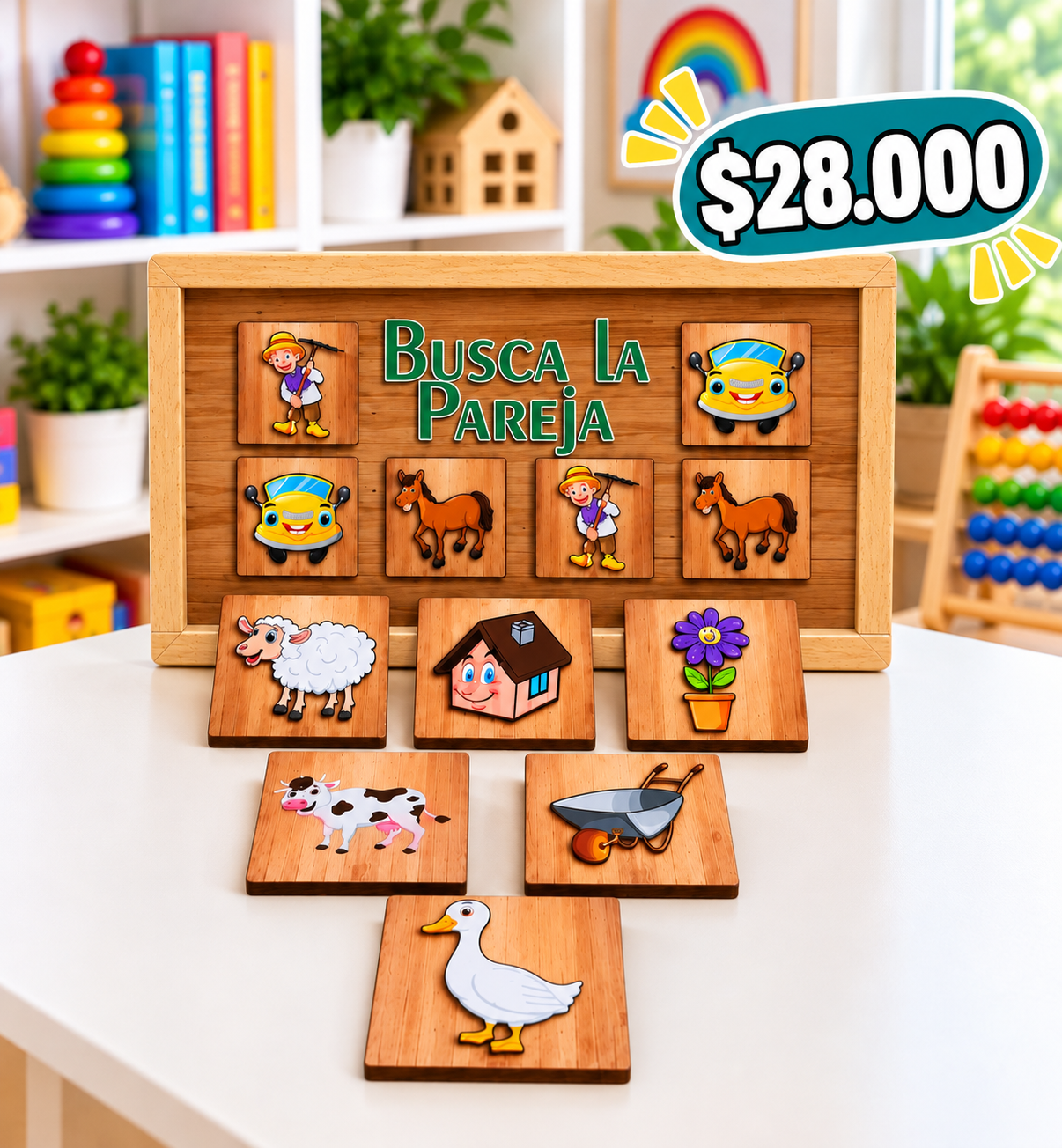 🧠🌳 BUSCA LA PAREJA– Juego de Parejas en Madera