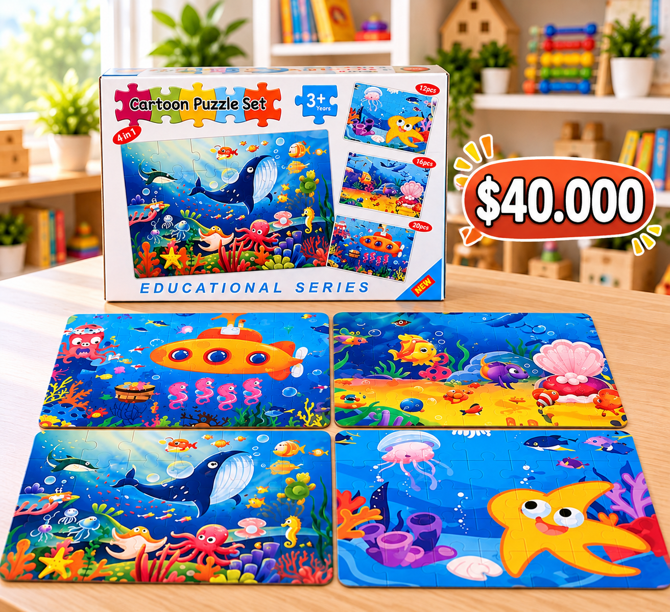 🐠🧩🌈 ROMPECABEZAS 4 EN 1