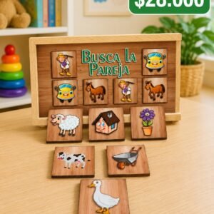 🧠🌳 Encuentra y Aprende – Juego de Parejas en Madera